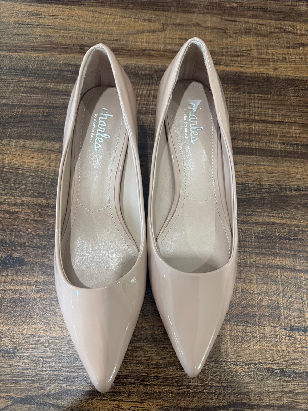 Charles David Nude Patent Pointed-Toe Flats